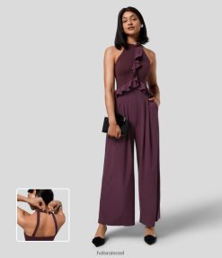 Halara נשים אבזם קולר רוחב רוח כיס ללא גב כיס רחב רגל יבש מהיר שושבינה וסרבל אורחים לחתונה XX0PF2087 הַלבָּשָׁה יַרבּוּז