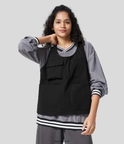 Halara נשים אפוד מטען לטיולים בכיסים מרובים XX0PF252 הַלבָּשָׁה ירוק ערמון