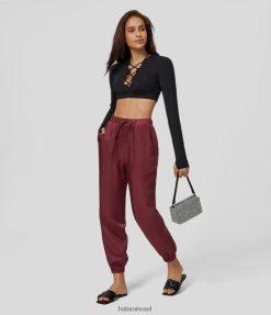 Halara נשים ג'וגרי מסיבות דמויי סאטן עם שרוך גבוה בגזרה גבוהה XX0PF84 הַלבָּשָׁה אדמדם שרוף