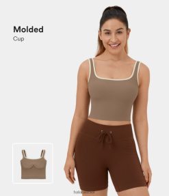 Halara נשים גופיית יוגה קצוצה ללא גב בסריג מצולע XX0PF1784 בגדים פעילים אמפורה