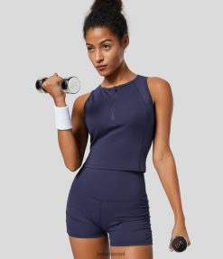 Halara נשים גופיית ריצה מהירה יבשה עם צוואר עגול XX0PF1732 בגדים פעילים סגול שחר