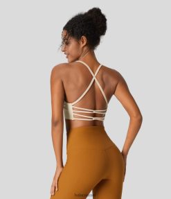 Halara נשים זרימה חלקה תמיכה נמוכה ללא גב חזיית ספורט יוגה צולבת XX0PF1602 בגדים פעילים תירס מתוק