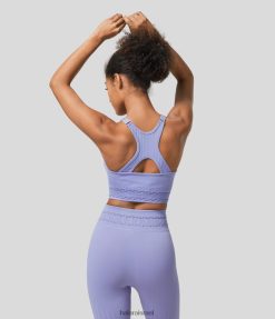 Halara נשים זרימה חלקה תמיכה נמוכה ללא גב חזיית ספורט יוגה חתוכה ללא גב עם רצועה מתכווננת XX0PF1613 בגדים פעילים לבנדר תינוק