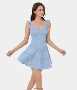 Halara נשים חוככת כפתור עם צווארון רוחב רוחני ללא גב, שמלה קז'ואל מהירה יבשה XX0PF1068 הַלבָּשָׁה מְקוֹרִי