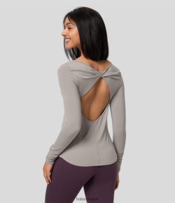 Halara נשים חולצת ספורט יוגה מפוצלת עם שרוול ארוך מעוות ללא גב softlyzero XX0PF1876 בגדים פעילים מְקוֹרִי