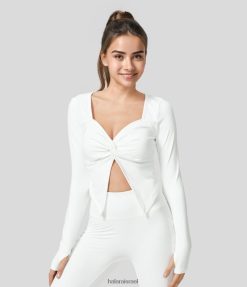 Halara נשים חולצת ספורט יוגה קצוצה בקטיפה מעוותת softlyzero XX0PF1933 בגדים פעילים לבן