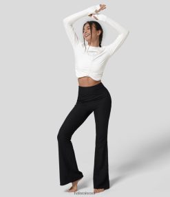 Halara נשים חולצת ספורט סתמית עם צוואר עגול עם חור באגודל XX0PF1926 בגדים פעילים לבן