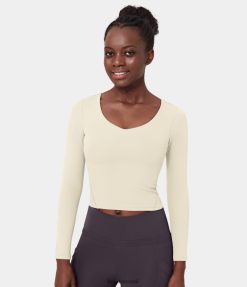 Halara נשים חולצת ספורט עם שרוולים ארוכים עם צווארון סקופ XX0PF1896 בגדים פעילים כוכב בודד