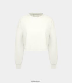 Halara נשים חולצת ספורט קצוצה עם שרוול ארוך עם כתף נשמטת XX0PF1864 בגדים פעילים לבן כשלג