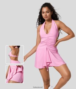 Halara נשים חולצת V צווארון V עמוק ללא גב שמלה 2 ב-1 מיני יוגה אקטיבית משופשפת XX0PF926 בגדים פעילים חוטם