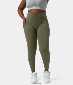 Halara נשים חותלות באורך מלא באורך מלא של softlyzero בכיס צד מוצלב בגזרה גבוהה XX0PF1449 בגדים פעילים דשא אפור ירוק