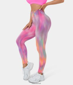 Halara נשים חותלות יוגה עם זרימה חלקה בגזרה גבוהה XX0PF1461 בגדים פעילים צבע עניבה ורוד אורורה