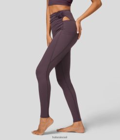 Halara נשים חותלות פילאטיס באורך מלא בגזרת רוזטה מחורצת בגזרה גבוהה XX0PF1573 בגדים פעילים ערב חשוך סגול