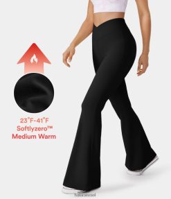 Halara נשים חותלות צמר softlyzero מוצלבות בכיס אחורי גבוה מותן XX0PF351 בגדים פעילים שָׁחוֹר