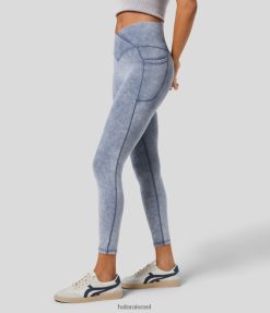 Halara נשים חותלות קז'ואל 7/8 עם כיס צד מוצלב בגזרה גבוהה XX0PF1559 בגדים פעילים גשם פרחוני כחול