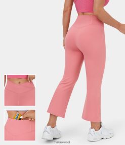 Halara נשים חותלות קפרי יוגה מוצלבות בכיס אחורי עם מותן גבוה XX0PF310 בגדים פעילים ורוד סוכריות