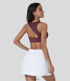 Halara נשים חזיית ספורט יוגה ללא גב אסימטרית עם תמיכה נמוכה בקטיפה softlyzero XX0PF1606 בגדים פעילים מהגוני אדום