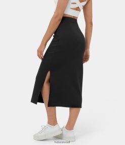 Halara נשים חצאית כותנה קז'ואל בגזרה גבוהה בגזרה גבוהה XX0PF752 הַלבָּשָׁה שָׁחוֹר