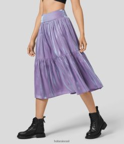 Halara נשים חצאית מדורגת קז'ואל מזדמנת בגזרה גבוהה עם גב משוכפל ברקמת מידי XX0PF748 הַלבָּשָׁה רַפּסוֹדִיָה