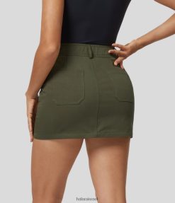 Halara נשים חצאית מטען מיני קז'ואל מזדמנת עם מותניים גבוהים XX0PF254 הַלבָּשָׁה ירוק ערפל לוז