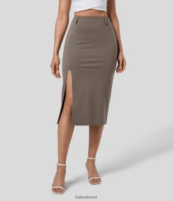 Halara נשים חצאית מידי קז'ואל דקה בגזרה מפוצלת בגזרה גבוהה XX0PF723 הַלבָּשָׁה בַּרזֶל