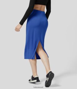 Halara נשים חצאית מידי קז'ואל עם מותן גבוה מפוצלת bodycon XX0PF762 הַלבָּשָׁה כחול יפהפה