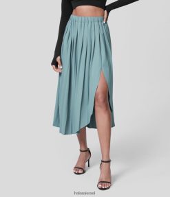 Halara נשים חצאית מידי קז'ואל עם מותניים גבוהים עם קפלים מפוצלים אסימטרית XX0PF755 הַלבָּשָׁה טורמלין