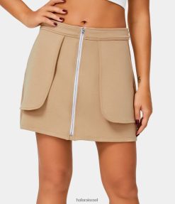 Halara נשים חצאית מיני פשוטה עם רוכסן קדמי בגובה בינוני XX0PF242 הַלבָּשָׁה מְקוֹרִי