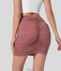 Halara נשים חצאית מיני קז'ואל בגזרה גבוהה בגזרה גבוהה XX0PF531 הַלבָּשָׁה ורד בהיר אדום