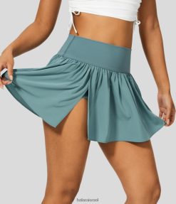 Halara נשים חצאית מיני קז'ואל מפוצלת 2 ב-1 זורחת במהירות יבשה עם מותן גבוהה XX0PF617 הַלבָּשָׁה כחול מינרלי