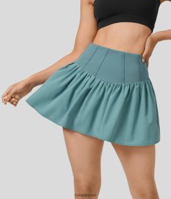 Halara נשים חצאית מיני קז'ואל קז'ואל משופשפת בצורת V בצורת מותן גבוהה ובריזה XX0PF691 הַלבָּשָׁה כחול מינרלי