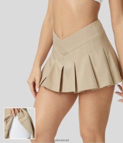 Halara נשים חצאית מיני קפלים 2 ב-1 רוכסן בלתי נראה בעליה בינונית בצורת V XX0PF599 הַלבָּשָׁה צַדֶפֶת