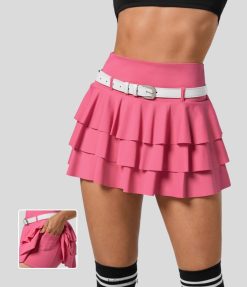 Halara נשים חצאית מיקרו מיני ריקודים עם מותן גבוה עם סלסול 2 ב-1 כיס צד ללא חגורה XX0PF553 בגדים פעילים מְקוֹרִי