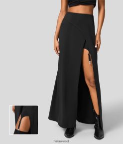 Halara נשים חצאית עבודה מתכווננת בגזרה מתכווננת 2 ב-1 קרוסאובר בגזרה גבוהה עם קליפס מתכת XX0PF549 בגדים פעילים שָׁחוֹר