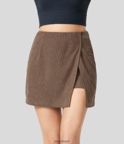 Halara נשים חצאית קז'ואל 2 ב-1 קורדרוי עם רוכסן גבוה בגב רוכסן XX0PF491 הַלבָּשָׁה מְקוֹרִי