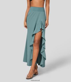 Halara נשים חצאית קז'ואל מפוצלת 2 ב-1 מקסי קז'ואל קז'ואל מהיר ייבוש מהיר א-סימטרי. XX0PF707 הַלבָּשָׁה כחול אבן