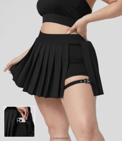 Halara נשים חצאית קפלים 2 ב-1 עם כיס צד מתכוונן מתכוונן במהירות ייבוש מהיר מיני קז'ואל במידות גדולות XX0PF526 תחתונים שָׁחוֹר