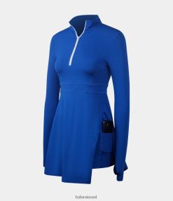 Halara נשים חצי רוכסן חור אגודל מפוצל כיס 2 חלקים שמלת טניס אקטיבית XX0PF940 בגדים פעילים ים טורקי