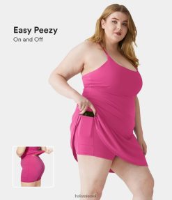 Halara נשים יומיומי softlyzero קטיפה ללא גב 2 ב-1 אימון התלקחות במידות גדולות שמלה-wannabe-קל פיזי XX0PF1259 הַלבָּשָׁה סגול פוקסיה