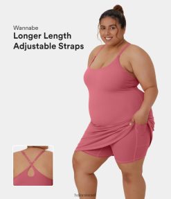 Halara נשים יומיומי softlyzero קטיפה ללא משענת 2 ב-1 מתלקחות במידות גדולות שמלת פעילות - אורך זמן ארוך יותר ורצועות מתכווננות XX0PF1260 בגדים פעילים ביגוניה רוז'