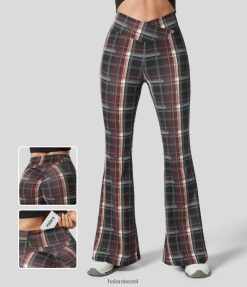 Halara נשים כיס אחורי מוצלב בעל מותן גבוה משובץ משובץ חותלות יוגה סופר מתלקחות XX0PF308 בגדים פעילים סריג אדום וולקני