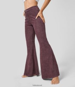 Halara נשים כיס אחורי מותן קסום שטוף סריג נמתח קז'ואל ג'ינס סופר מתלקח XX0PF312 הַלבָּשָׁה יין ווינדזור דנים מכובס