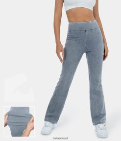 Halara נשים כיס אחורי קסום מותן גבוה שטוף ג'ינס סריג נמתח קז'ואל XX0PF364 הַלבָּשָׁה ג'ינס בצבע טורקיז כהה