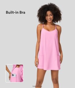 Halara נשים כיס צד חזייה מובנית Racerback 2 חלקים מיני סליפ יוגה שמלה אקטיבית XX0PF815 בגדים פעילים חוטם