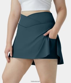 Halara נשים כיס צד מוצלב אוורירי softlyzero יומיומי 2 ב-1 טניס מגע מגניב בגודל חצאית צלול XX0PF504 תחתונים דיו ירוק