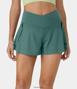 Halara נשים כיס צד מוצלב בגזרה גבוהה מפוצל 2 ב-1 מכנסי קז'ואל קצרים 3 אינץ' XX0PF1295 בגדים פעילים מְקוֹרִי