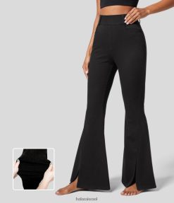 Halara נשים כיס צד מותן קסום מפוצל מכפלת נמתחת ג'ינס קז'ואל באורך מלא XX0PF1402 הַלבָּשָׁה ג'ינס שחור