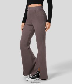 Halara נשים כיס צד קסום בעל מותן גבוה מפוצל ג'ינס סריג נמתח קז'ואל XX0PF382 הַלבָּשָׁה רוטב חום ג'ינס