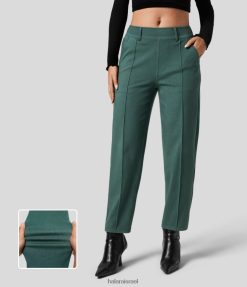 Halara נשים כיס צד קסום עם מותן גבוה סריג נמתח ג'ינס קז'ואל מחודד XX0PF1376 הַלבָּשָׁה ג'ינס ירוק יער גשם