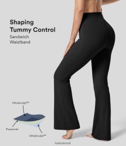 Halara נשים כיס צדדי עם בקרת בטן בינונית מפוסלת באורך מלא XX0PF357 בגדים פעילים שָׁחוֹר